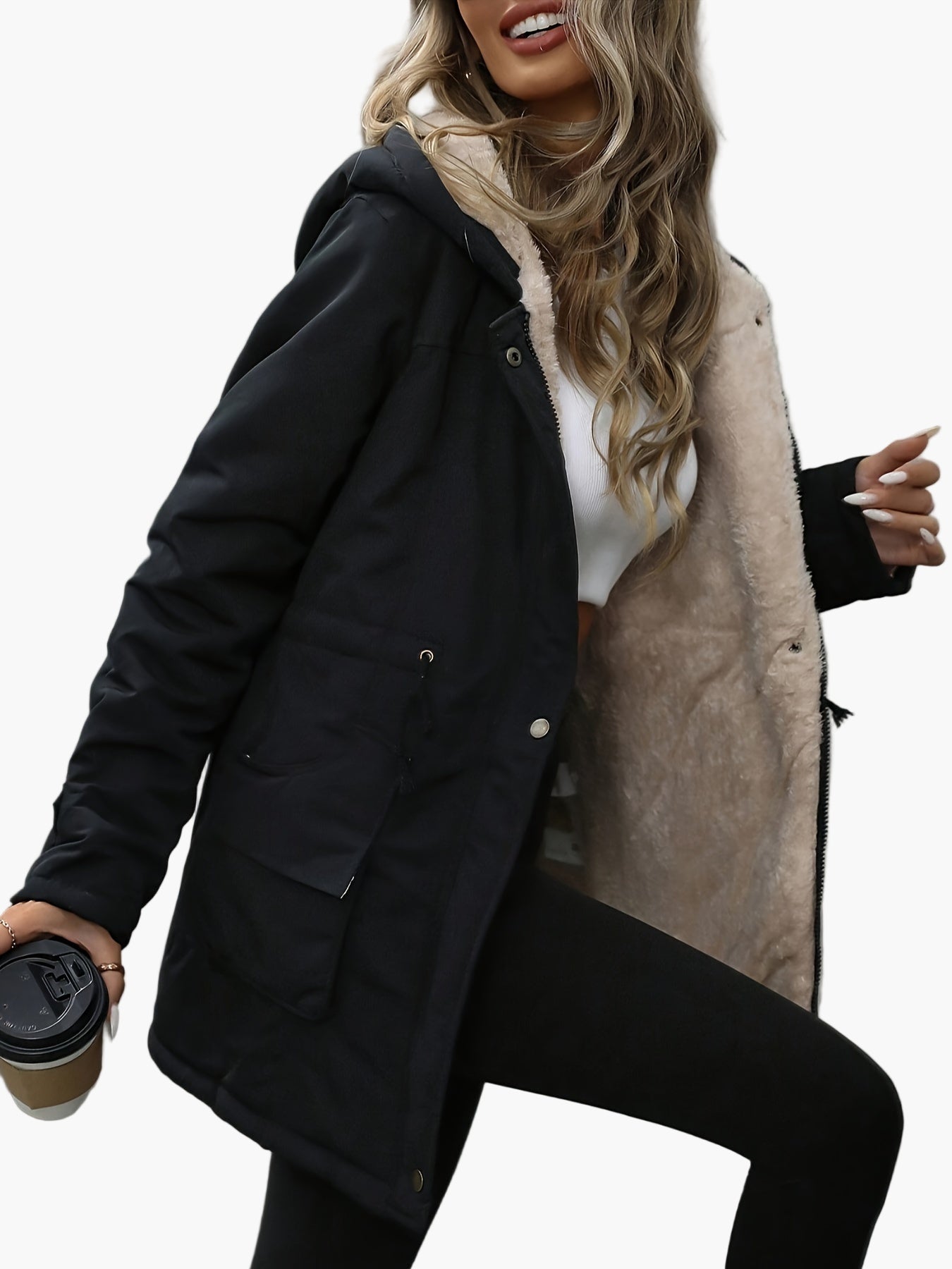 Damen Winterparka mit Kapuze und Kordelzug – Freizeitjacke für kalte Tage