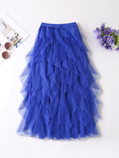 Damen Eleganter Maxirock mit Rüschen und Lagenlook – Perfekt für festliche Anlässe