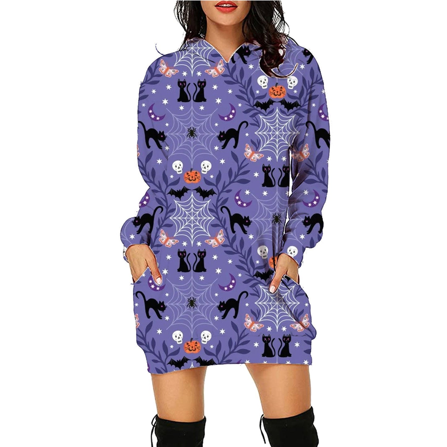 Dame Halloween Hoodie Kjole – Morsomt Kostyme for Halloweenfester og Skumle Anledninger