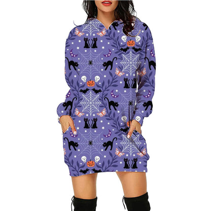 Dame Halloween Hoodie Kjole – Morsomt Kostyme for Halloweenfester og Skumle Anledninger