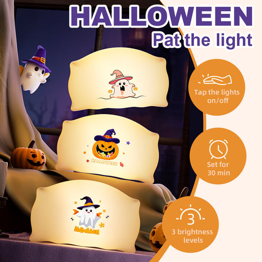 Halloween barnnattlampa – Pat the Light med spök- & pumpadesign, dekoration för Halloweenfester & barnrum