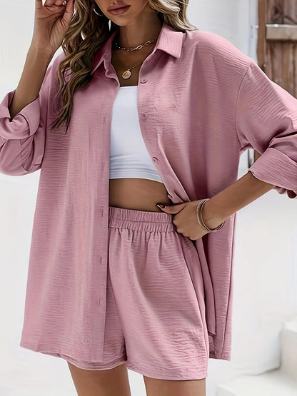 Ensemble de loisirs pour femme avec chemise et short – Décontracté, été, look quotidien