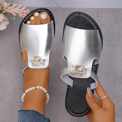 Sandali slip-on da donna con dettaglio di pietre preziose – Slides alla moda per tutti i giorni e il tempo libero