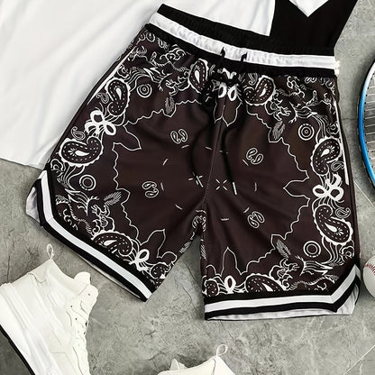 Herren Streetwear Basketball-Shorts mit Paisley-Print und sportlichem Design