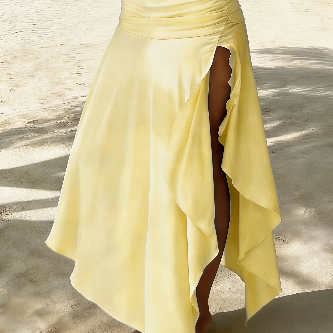 Jupe longue femme plage asymétrique coupe mouchoir mode resort