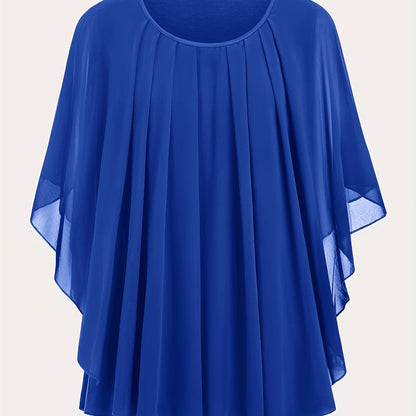 Damen Elegante Oversized Chiffon Bluse für Ausgehen – Stilvolle Flatterärmel, Lockerer Schnitt, Ideal für festliche Anlässe