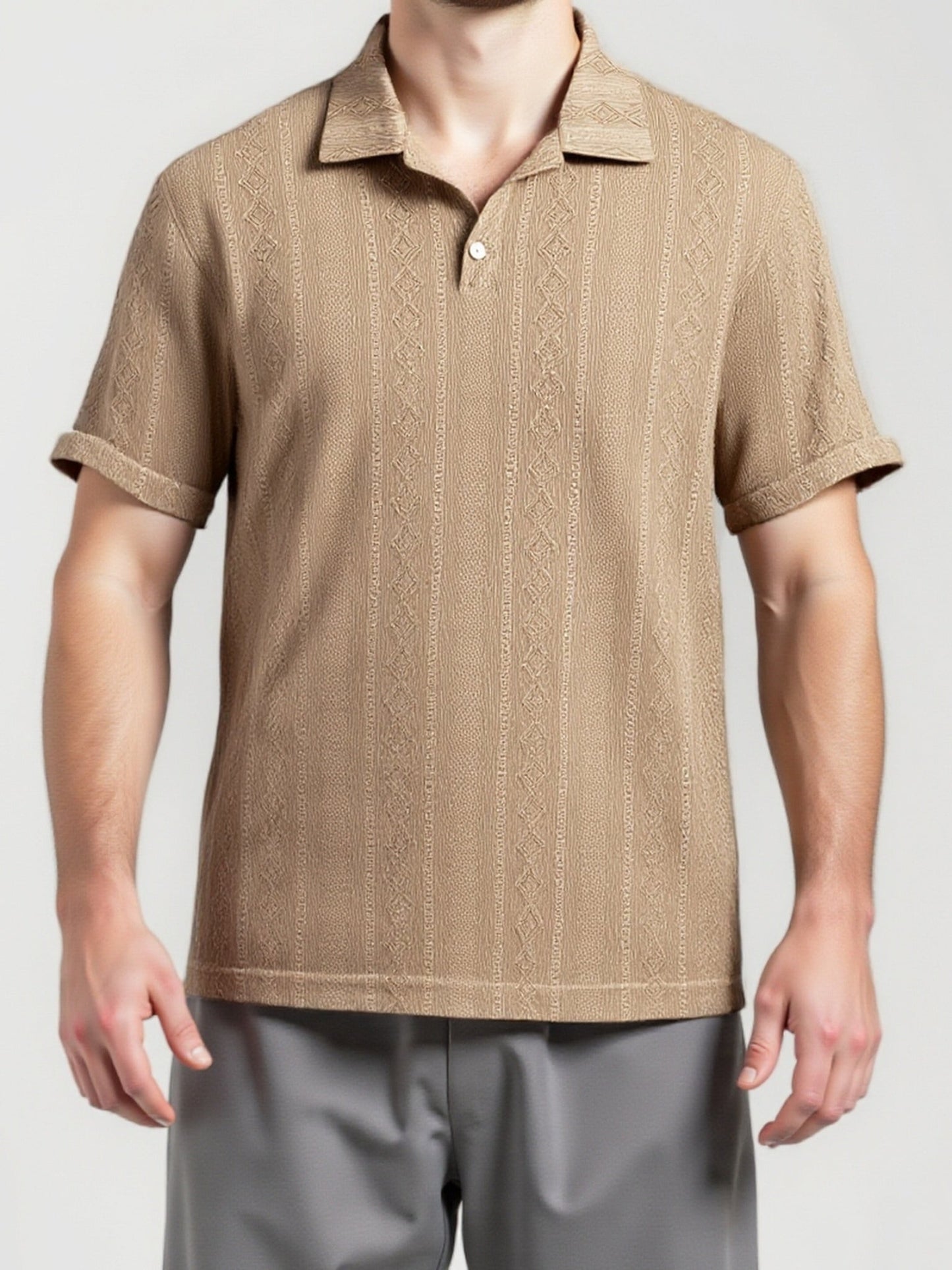 Herren Strick-Poloshirt im Retro-Stil für Sommer, Freizeit, große Größen