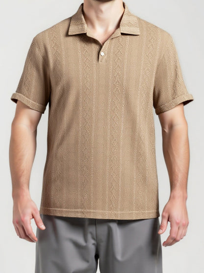 Herren Strick-Poloshirt im Retro-Stil für Sommer, Freizeit, große Größen