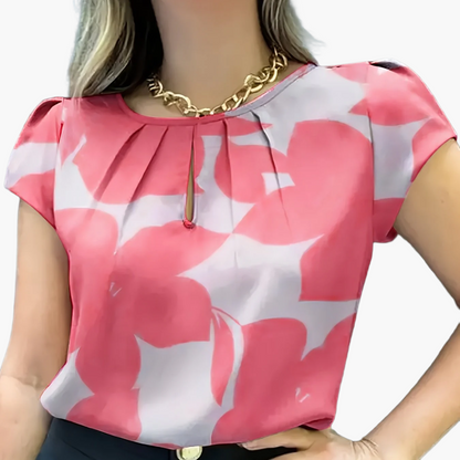Damen Bluse Elegant mit Modernem Muster und Kurzarm – Perfekt für Büro & Alltag