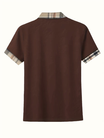Polo casual da donna con zip e motivo a quadri – Maglia da tempo libero alla moda con collo con cerniera