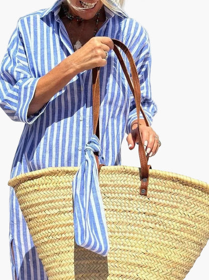Vestido blusón de rayas para mujer en estilo veraniego relajado – Perfecto para el día a día y vacaciones