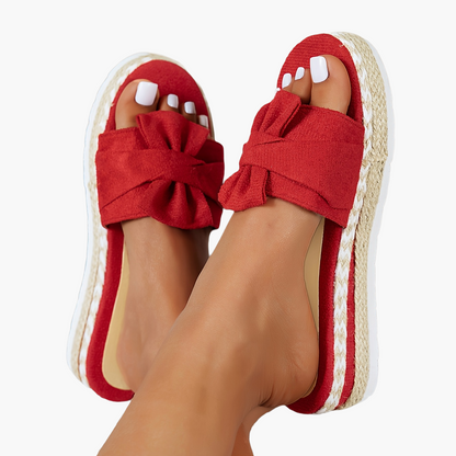 Damen Plateau-Sandalen mit Schleife – Bequeme Sommerschuhe für Freizeit und Urlaub