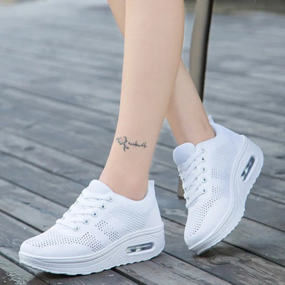 Damen Komfort Sneaker für Alltag und Arbeit – Orthopädische Laufschuhe mit erhöhter Sohle