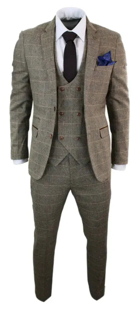 Conjunto de traje triple con doble botonadura para hombre – Estilo británico clásico para bodas, negocios y galas