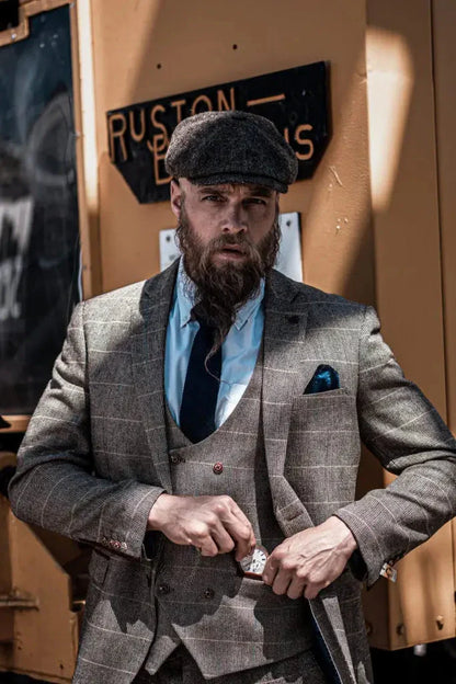 Conjunto de traje triple con doble botonadura para hombre – Estilo británico clásico para bodas, negocios y galas