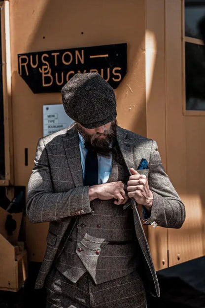 Conjunto de traje triple con doble botonadura para hombre – Estilo británico clásico para bodas, negocios y galas