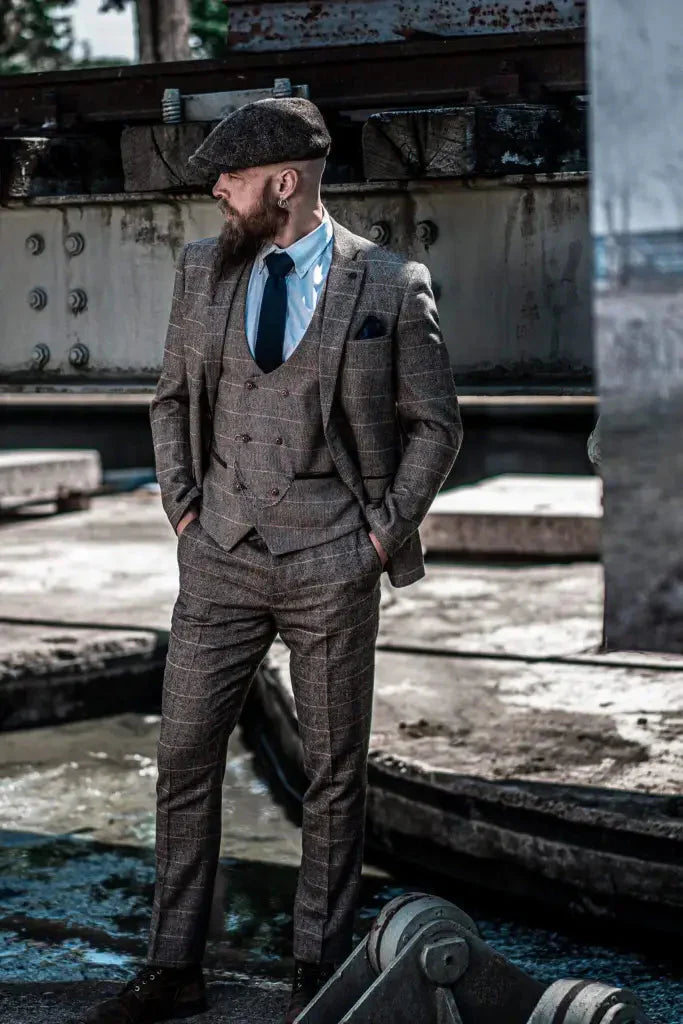 Conjunto de traje triple con doble botonadura para hombre – Estilo británico clásico para bodas, negocios y galas