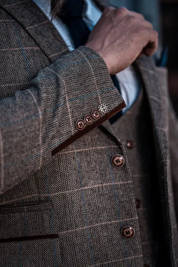 Conjunto de traje triple con doble botonadura para hombre – Estilo británico clásico para bodas, negocios y galas