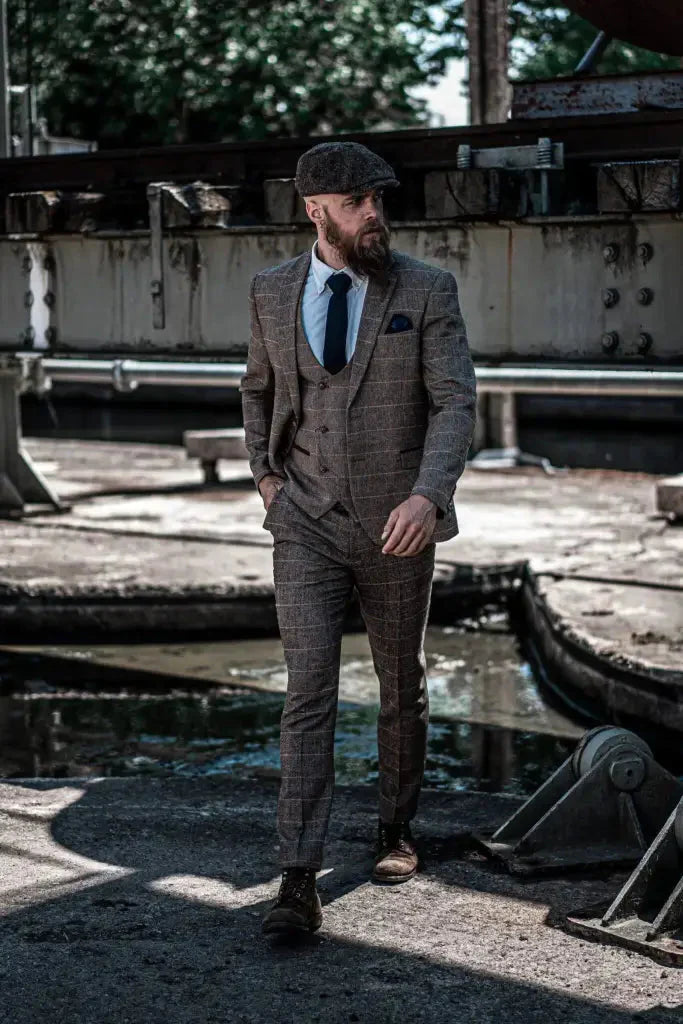 Conjunto de traje triple con doble botonadura para hombre – Estilo británico clásico para bodas, negocios y galas