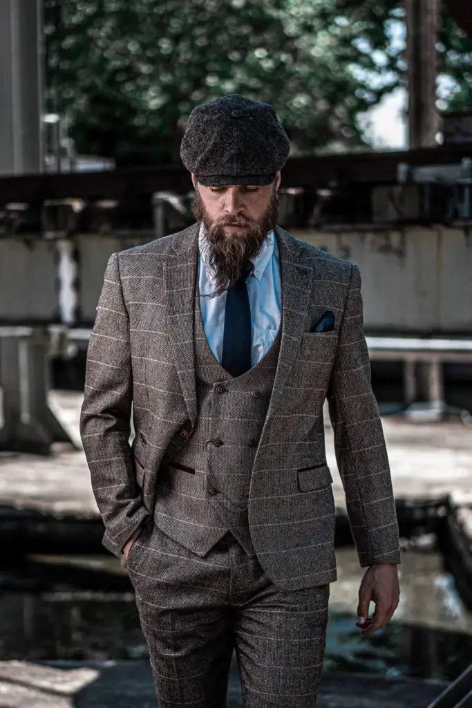 Conjunto de traje triple con doble botonadura para hombre – Estilo británico clásico para bodas, negocios y galas