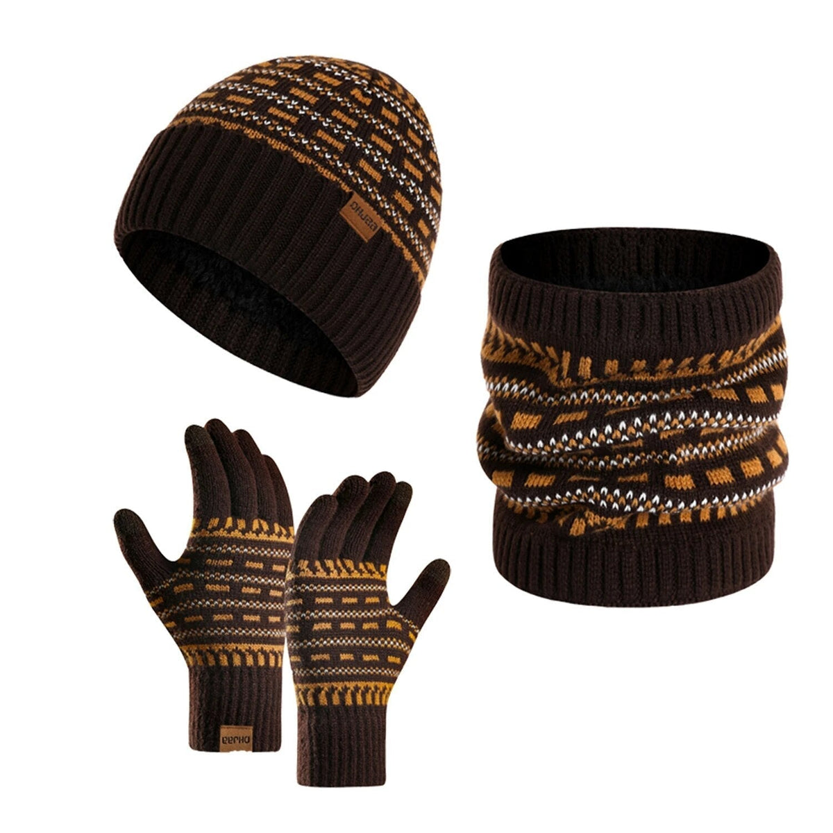 Driedelige winterset met muts, handschoenen en sjaal