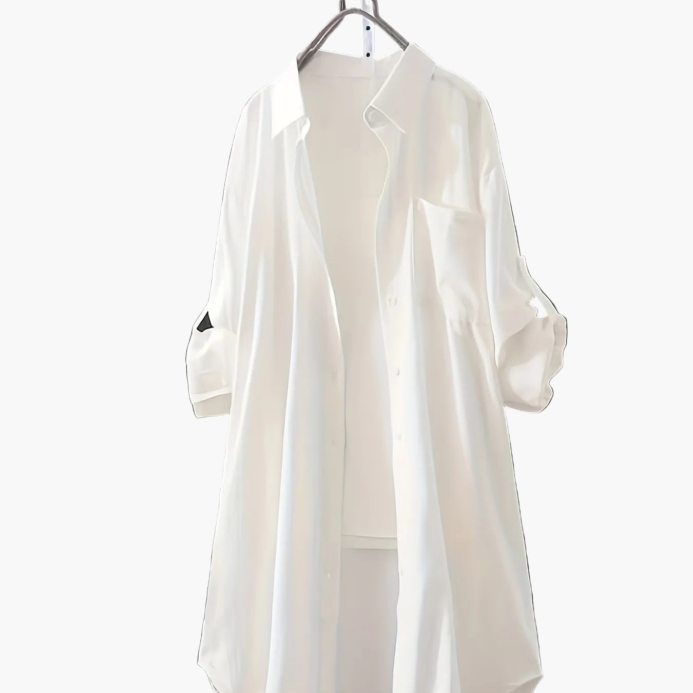 Dame langærmet skjortekjole med knaplukning – afslappet oversize-stil til forår og sommer