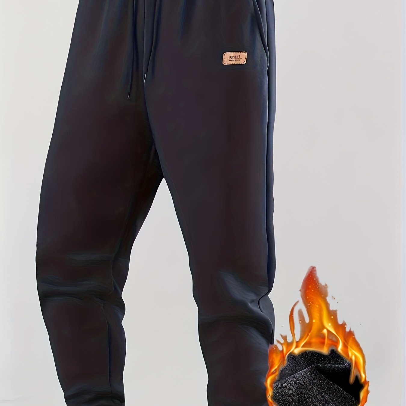 Herren Warme Jogginghose mit Fleecefutter, Kordelzug, Schwarz