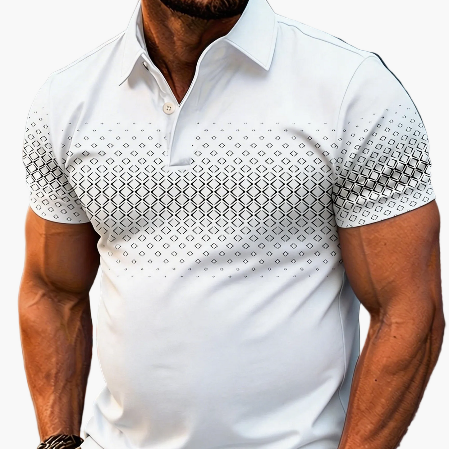 Polo da uomo con stampa geometrica moderna – Maglia casual elegante per tutti i giorni e l’estate