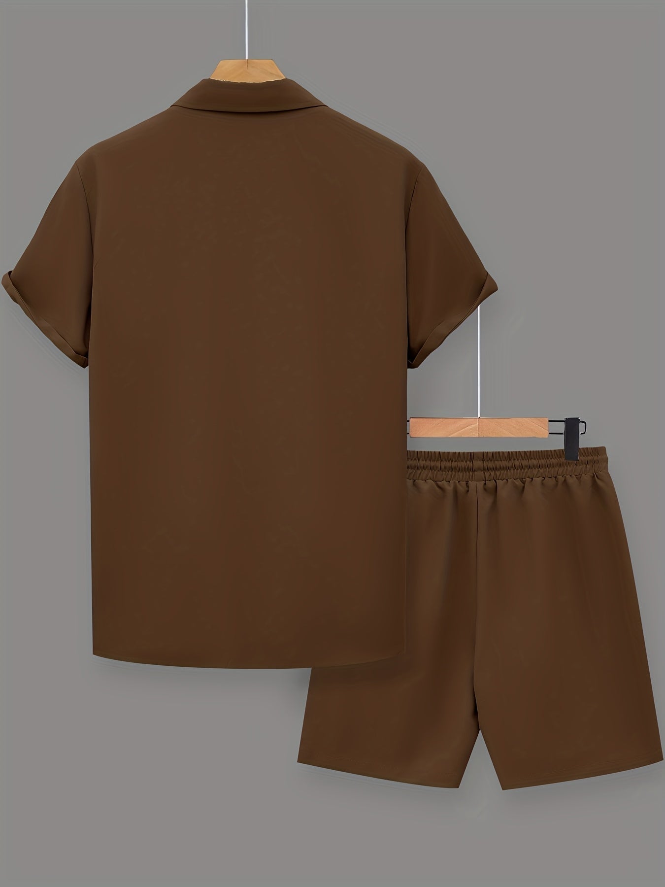 Set estivo casual uomo con stampa statement – Camicia a maniche corte & pantaloncini, streetwear urbano, outfit da tempo libero