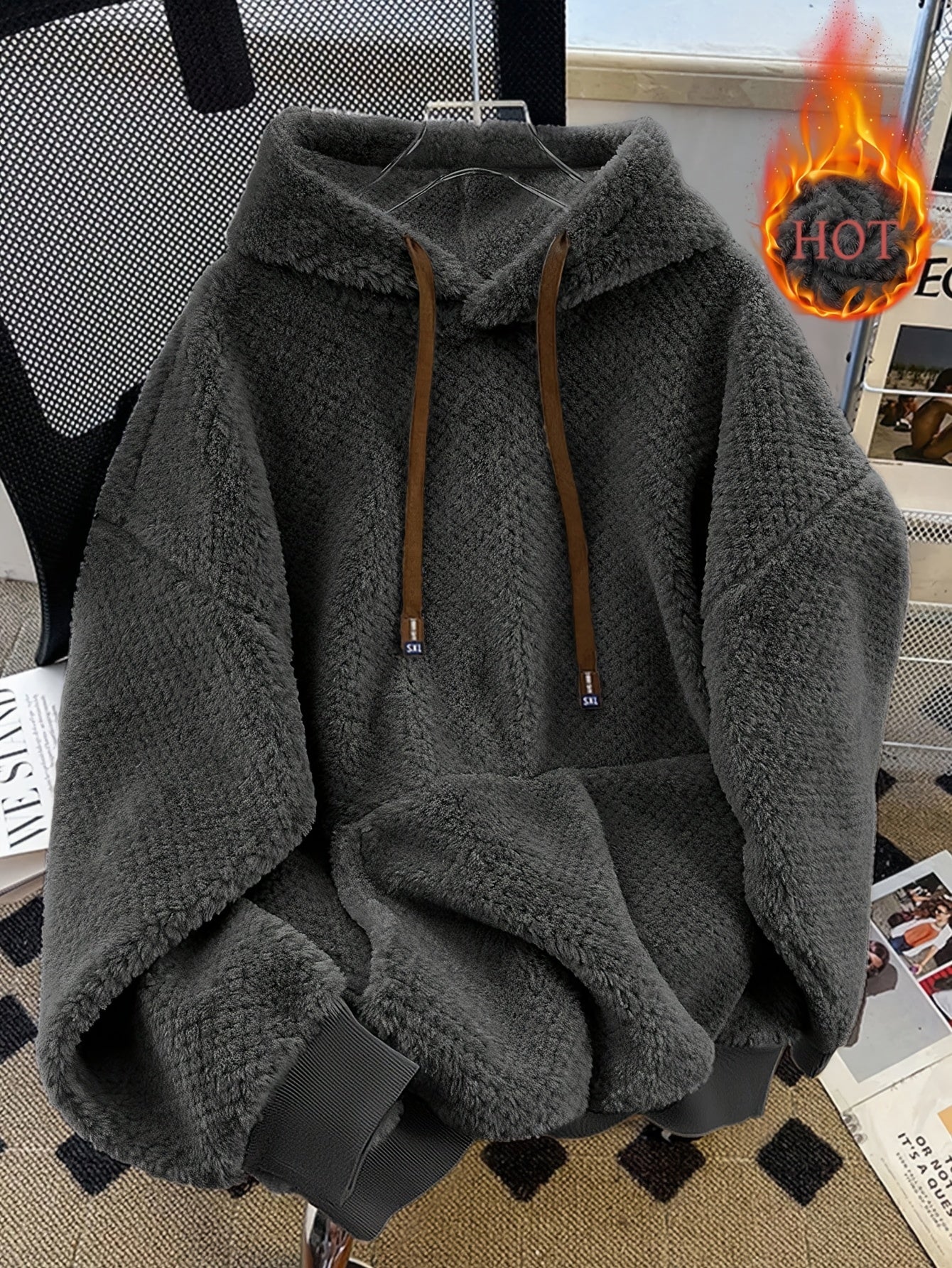 Unisex Teddy-Fleece Kapuzenpullover – Kuscheliger Hoodie mit Kängurutasche und Kordelzug
