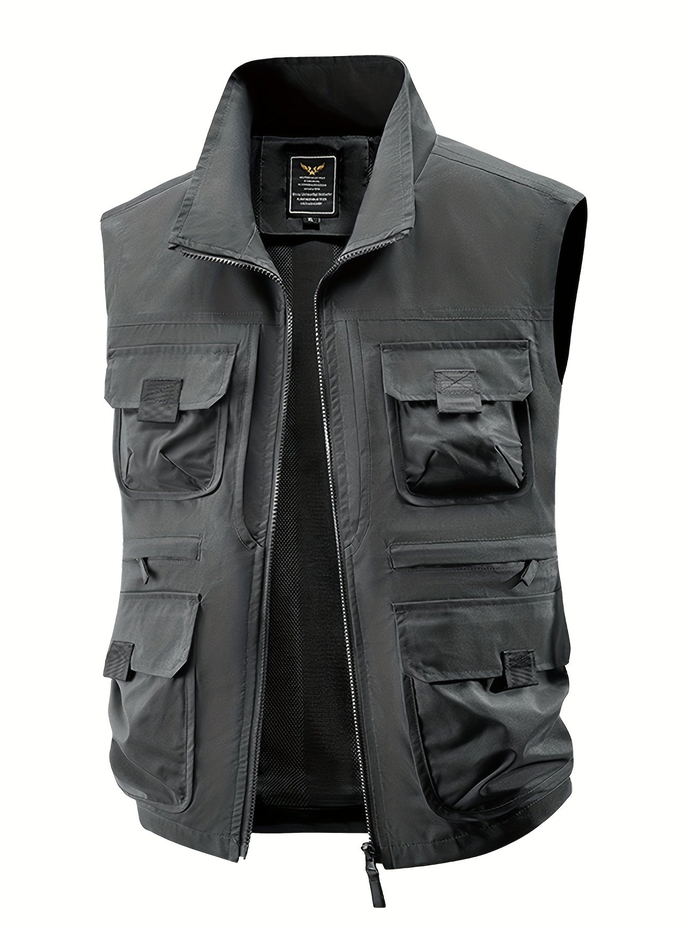 Herren Outdoor Utility-vest med flere lommer, fritidsvest for fiske, fotturer og fotografering