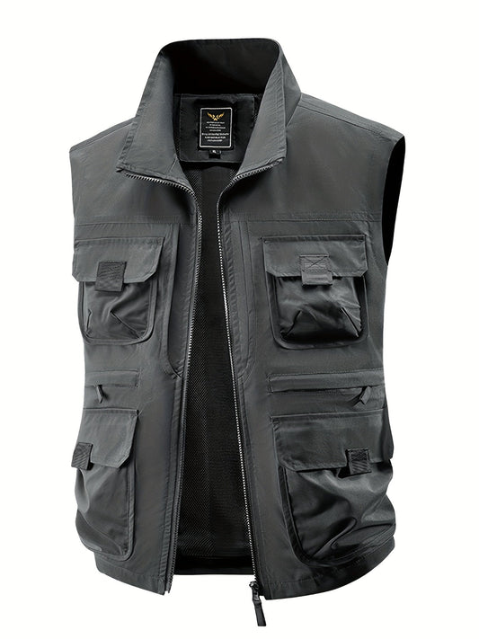 Heren Outdoor Utility-vest met meerdere zakken, vrijetijdsvest voor vissen, wandelen en fotografie