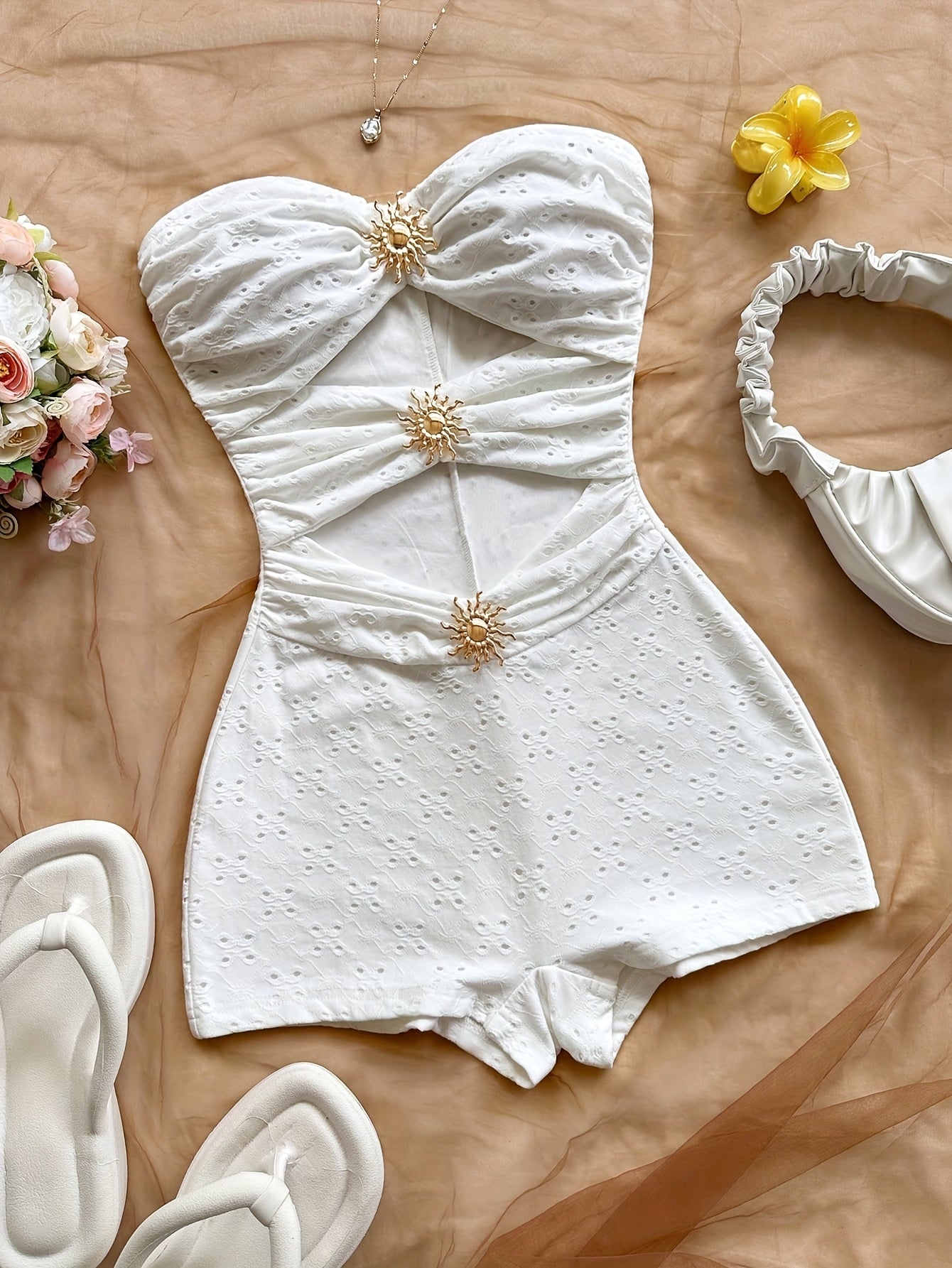 Dame badedragt retro bandeau étstykke med leopardmønster – sexet vintage stil til strand og pool