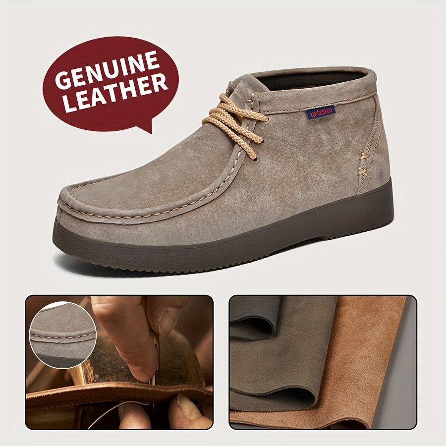 Herren Chukka Schnürschuhe Wildleder-Optik Moccasin-Stil