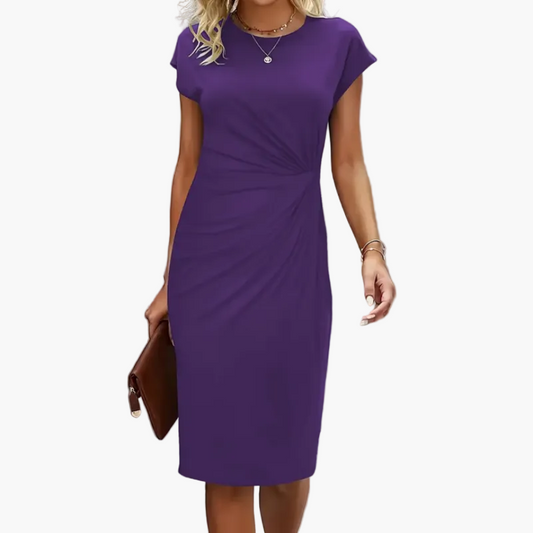 Damen Etuikleid Elegant Business Freizeit Knielang Kurzarm