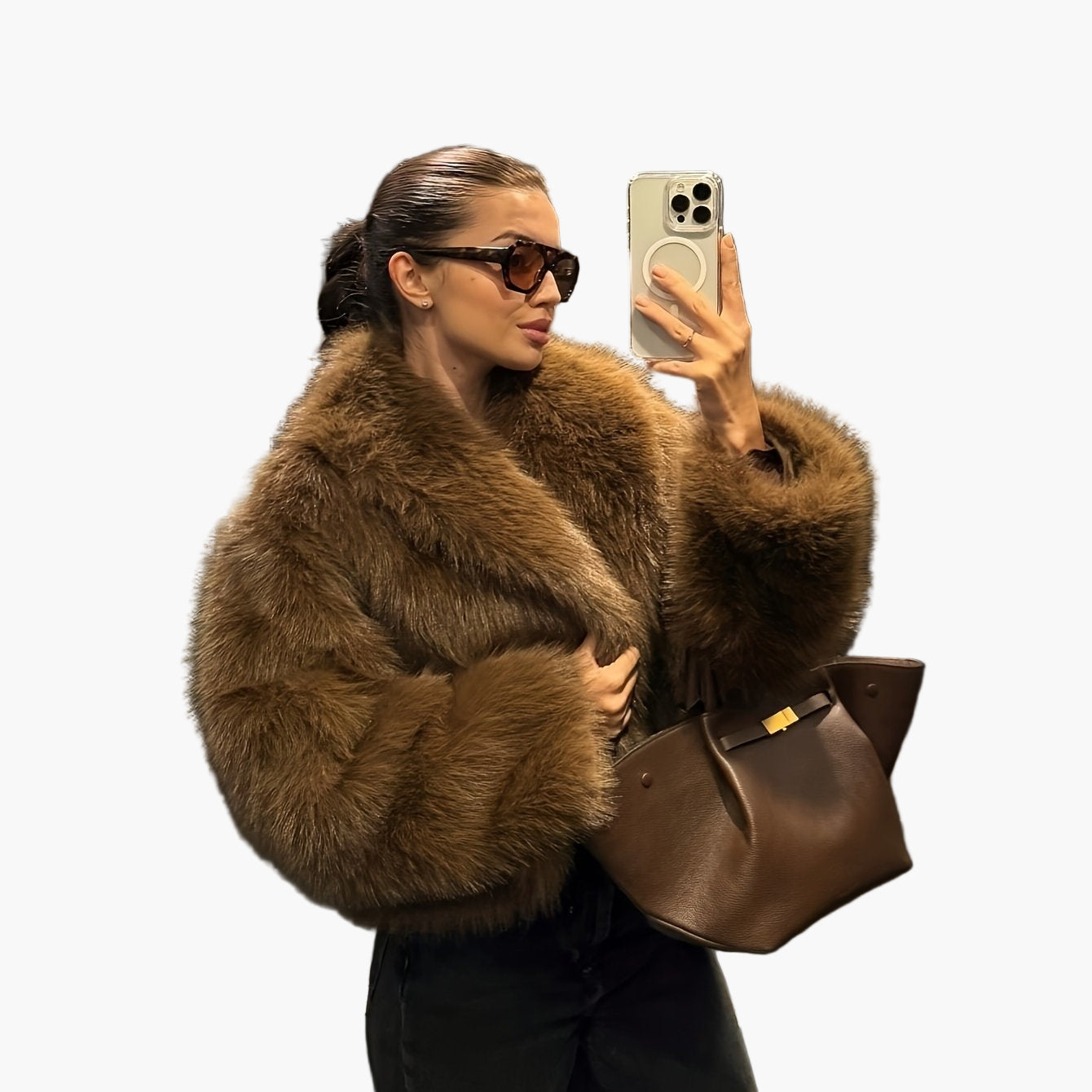 Veste courte en fausse fourrure pour femme au style chic élégant pour l'automne et l'hiver, coupe ample, idéale pour les occasions décontractées