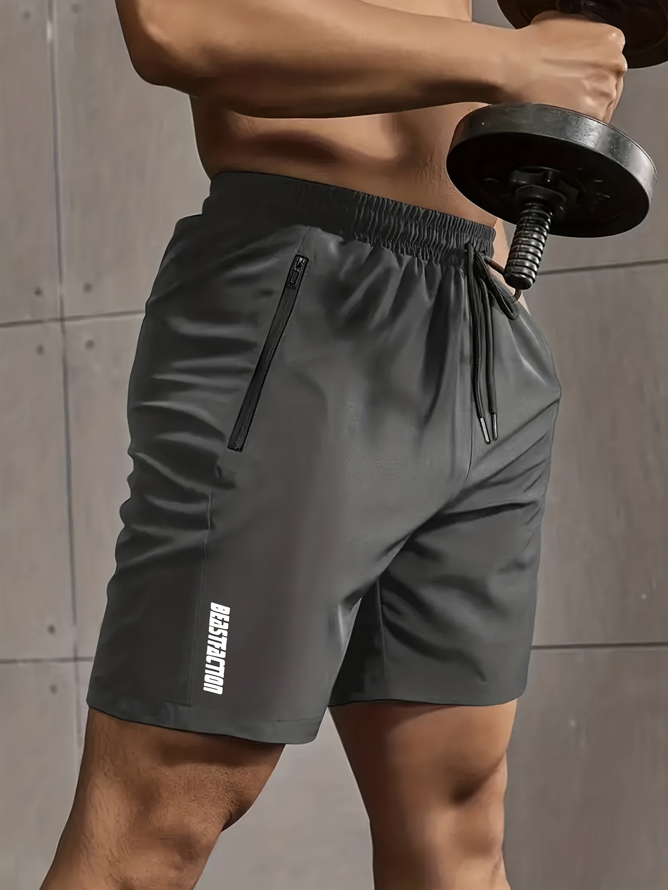 Męskie szorty sportowe do fitnessu, krótkie spodenki z kieszeniami na zamek błyskawiczny