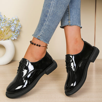Damen Glanz-Schnürschuhe mit dicker Sohle Rot