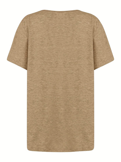 Damen Sommer-Shirt mit asymmetrischem Ausschnitt und Knopfdetail – Lässiges, modisches Freizeitoberteil
