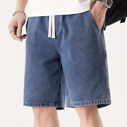 Herre Denim Shorts Løs Pasform Fritid Knæhøj