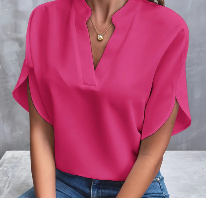 Pamela – Elegante chiffon blouse met V-hals voor dames