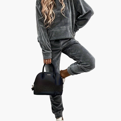 Completo tuta casual da donna – Felpa con cappuccio e pantaloni da jogging alla moda per tutti i giorni e viaggi