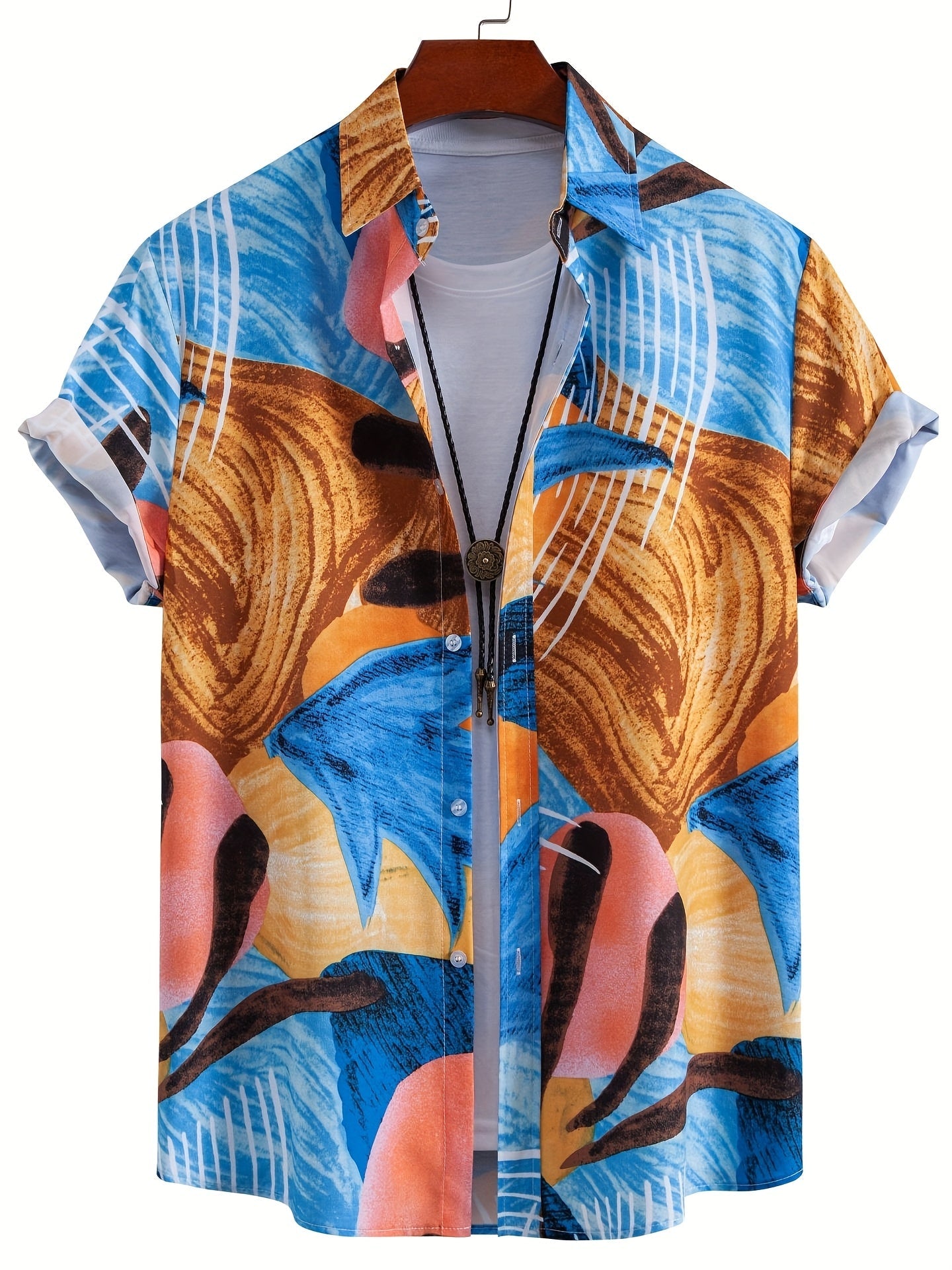 Chemise de villégiature à manches courtes pour homme avec imprimé coquillages – Look estival maritime pour la plage et les loisirs