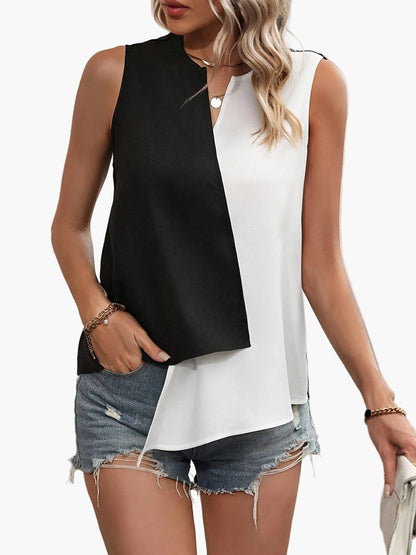 Top asymétrique sans manches pour femme – Style estival élégant pour le quotidien et les loisirs