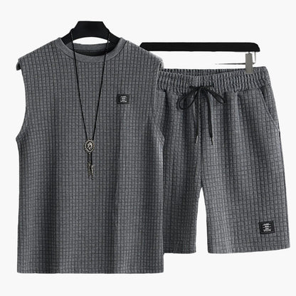 Męski zestaw casual bezrękawnik i szorty swobodny letni look
