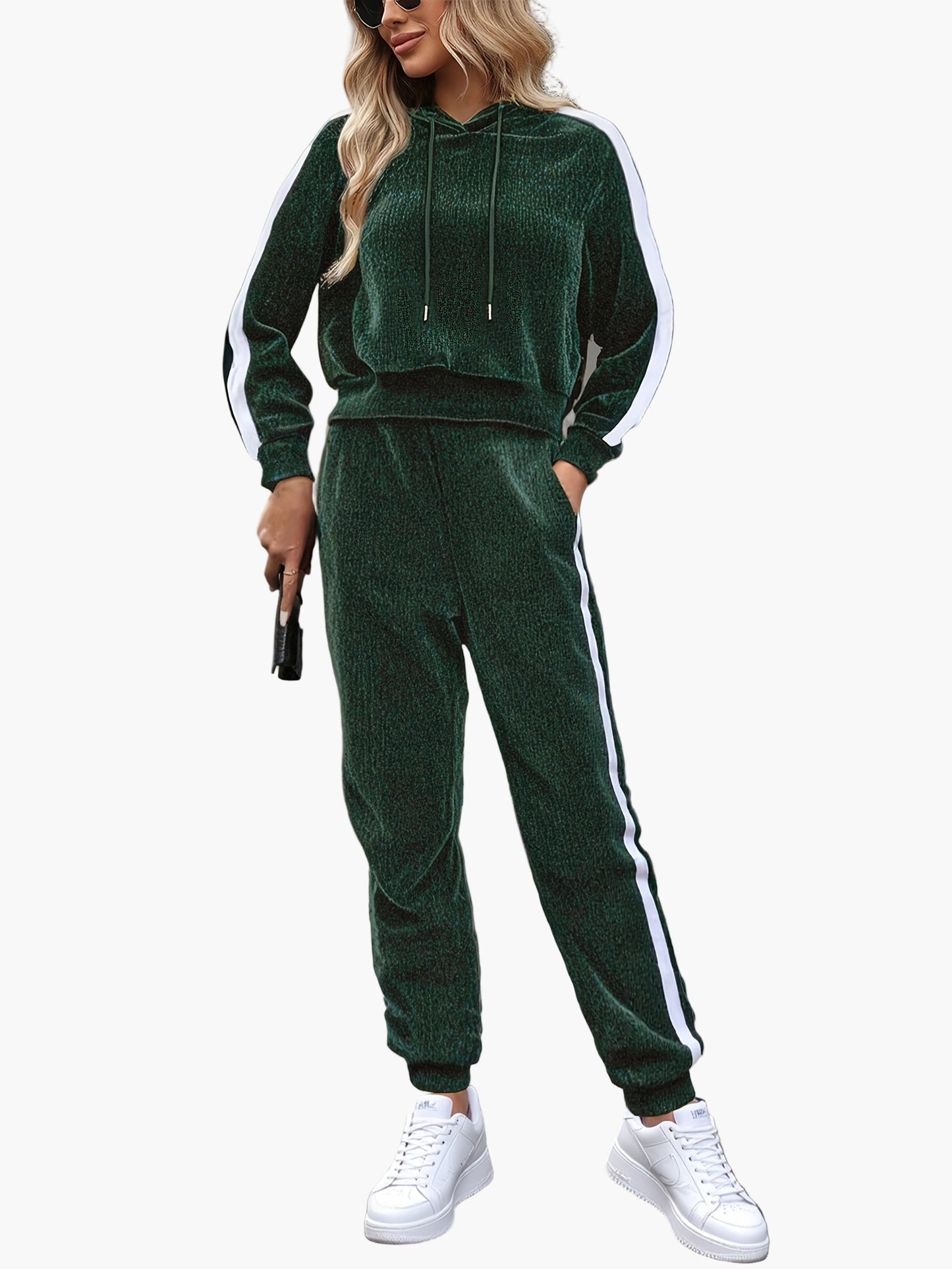 Set Completo Tuta Donna con Felpa con Cappuccio e Pantaloni Jogging – Outfit Sportivo Casual