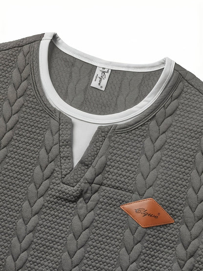 Herren Kurzarm Strickpullover im Flechtmuster – Modernes Freizeitshirt für Sommer & Alltag