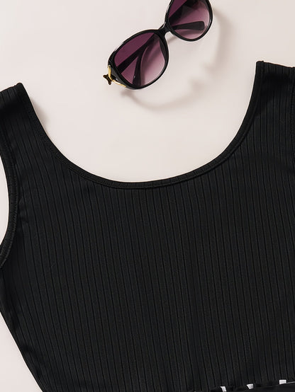 Mono elegante de mujer con estampado de rayas y cinturón de cintura para primavera y verano