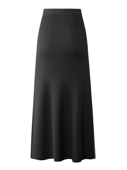 Spódnica midi damska z paskiem do wiązania i prążkowaną strukturą – elegancki look na co dzień i do biura