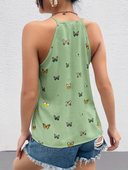 Dame singlet med sommerfuglmønster – Elegant sommertopp for fritid og hverdag